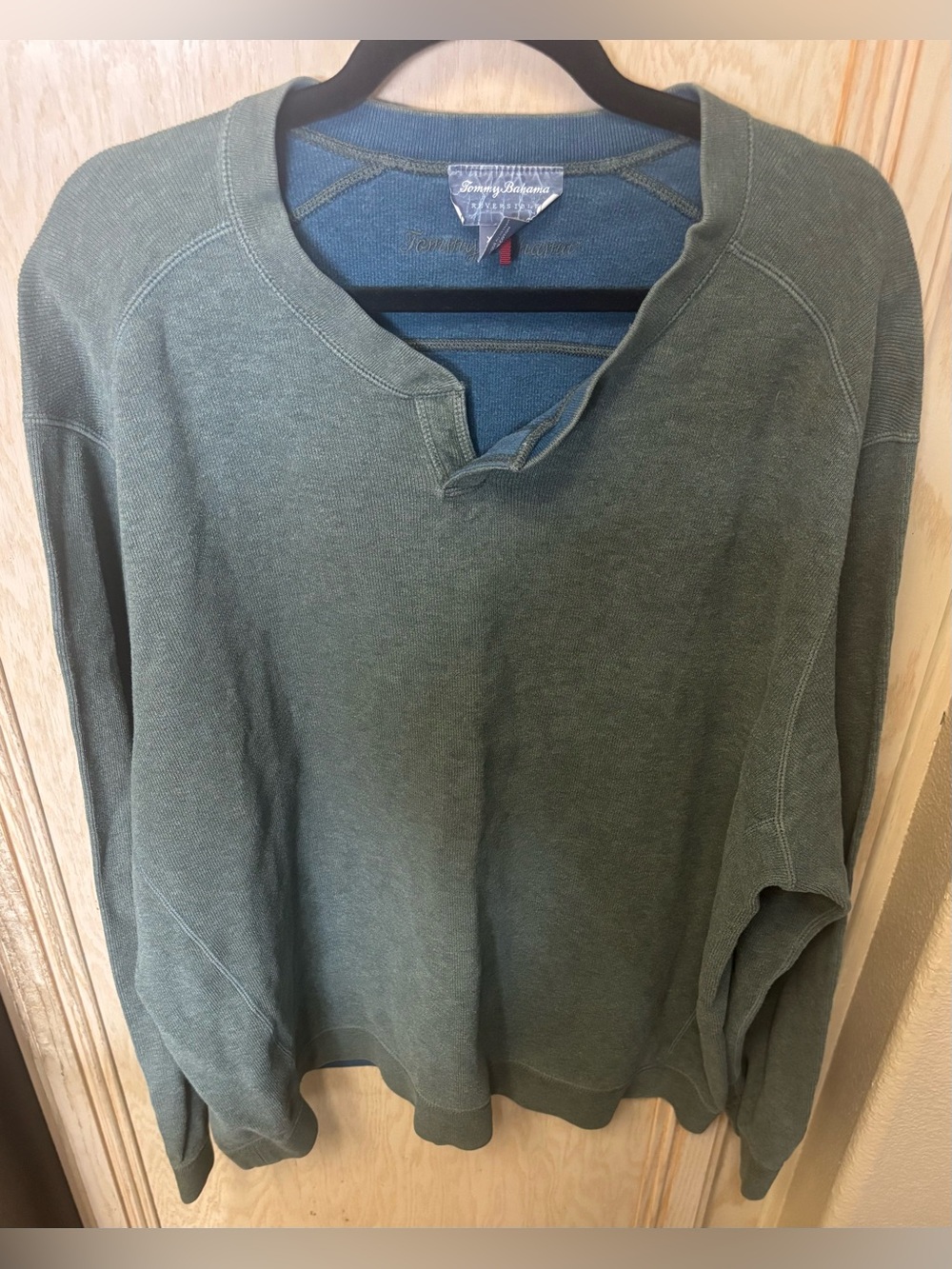 Tommy Bahama Reversible Pullover Mens XXL Green Blue Sweatshirt Cotton READ